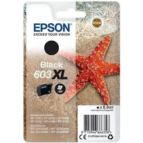 Epson 603XL - 8.9 ml - XL - noir - original - blister - cartouche d'encre - pour Expression Home XP-2150, 2155, 3150, 3155, 4150, 4155; WorkForce WF-2820, 2840, 2845, 2870
