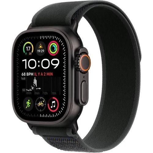 Apple Watch Ultra 2 GPS + Cellular 49 mm Boîtier en Titane Noir avec Boucle Trail Noir M/L