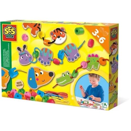 Ses Creative Animaux À Lacer Avec Perles, Ensemble De Perles Pour Enfants, 3 An(S)