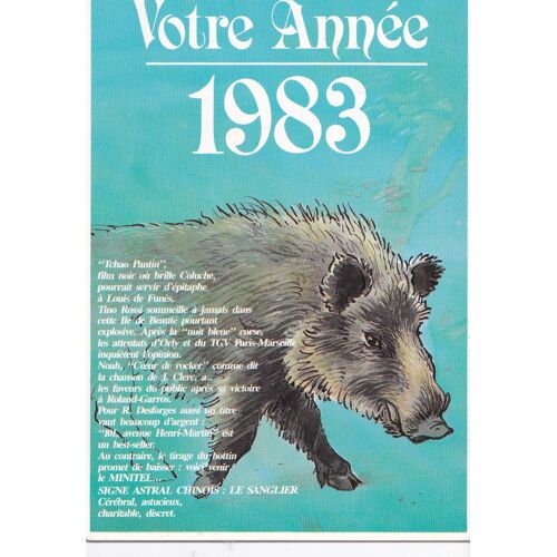 Horoscope Chinois : Votre Année 1983 : Sanglier.