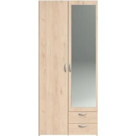 Armoire De Chambre - Varia - Décor Chene - 2 Portes Dont 1 Avec Miroir - 2 Tiroirs - 81 X 51 X 185 Cm - Parisot
