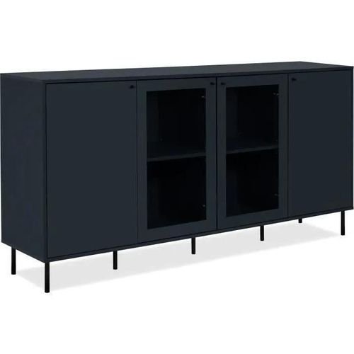 Buffet 4 Portes Dont 2 Vitrées Bleu Marine - L180 Cm