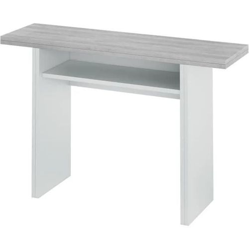 Table Auxiliaire Aaron Extensible L120 X P35/70cm - Blanc / Béton