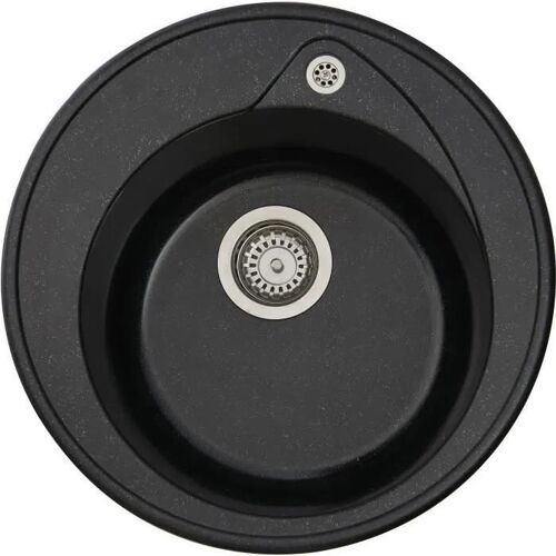 STRADOUR Evier a encastrer RONDA. en SMC NOIR PAILLETE - 06. 1 bac. dim. O 49 cm. vidage manuel