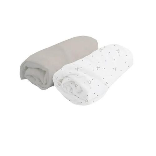 Doux Nid Lot De 2 Draps Housse Blanc Pois/Perle 70x140 Cm