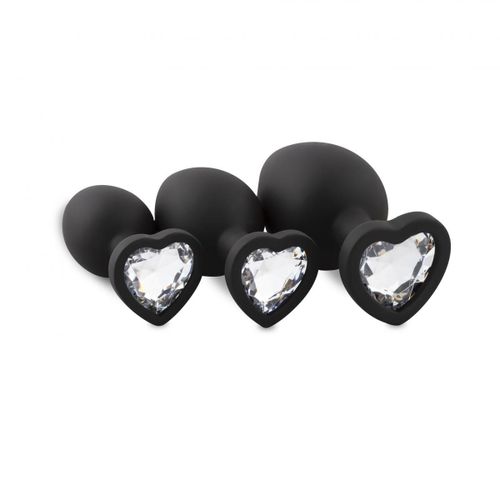 Ensemble De Plugs Anaux En Silicone Avec Diamant - Coeur