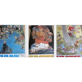 Affiches/Posters : 4 Posters (52x32 Cm) : Gallimard Jeunesse, Soleil Rouge/Bleu/Vert/Orange / La Grande Aventure Du Livre (55x30 Cm) / Grand Concours Gallimard Jeunesse (60x49 Cm) & 3 Gallimard Jeun