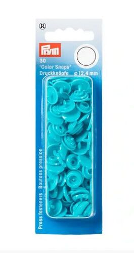 Prym - Boutons Pression Sans Couture « Color Snaps », Rond, 12,4mm, Turquoise Pour Pince Vario