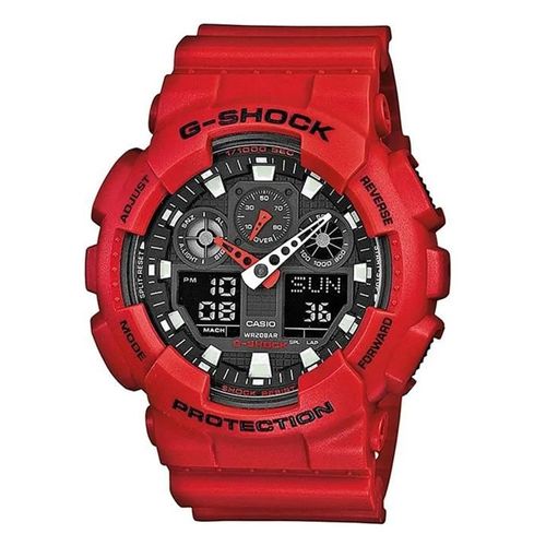 Casio Montre Rouge Analogique - Digital Hommes G-Shock Ga-100b-4aer
