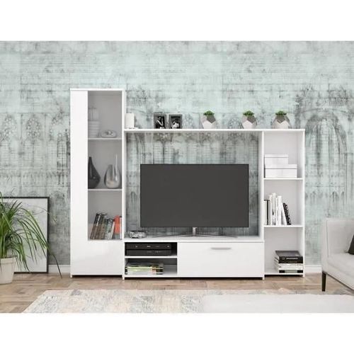 Pilvi Meuble Tv - Blanc Mat - L 220,4 X P41,3 X H177,5 Cm