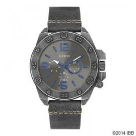 Guess W0659g3 - Montre Homme Boîtier Acier Canon De Fusil Brossé, Cadran Fond Gris, Multifonctions, Bracelet Cuir Gris. Viper Gris