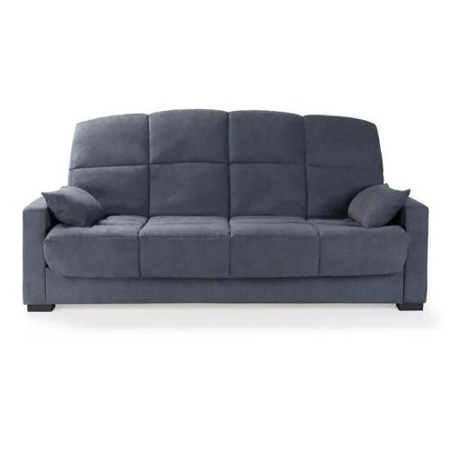 Canapé clic clac 3 places - Tissu gris - Epaisseur 17 cm - L223 x P96 x H 103 cm - MEGAN