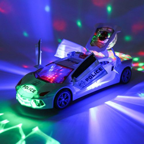 Jouet Universel Électrique Pour Enfants, Musique Lumineuse, Déformation Rotative À 360 Degrés, Voiture De Police, Simulation De Voiture, Cadeau De Modèle