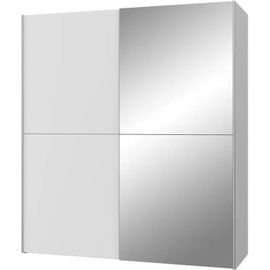 ULOS ARMOIRE 2 PORTES COULISSANTES + MIROIR - BLANC MAT - L 170,3 X P 61,2 X H 190,5 CM