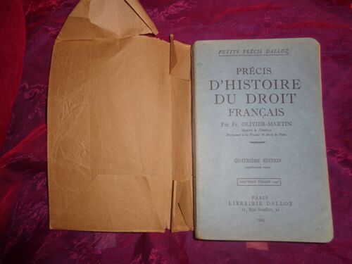 Précis D Histoire Du Droit Francais-1945-4°Édition-Nouveau Tirage 1947