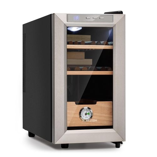 Cave À Cigare - Klarstein El Presidente 23 Humidor - 45 W - Touch Bois De Hêtre 23l Led - Argent