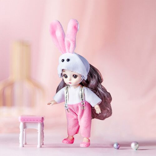 Poupée Bjd À Joint Flexible, 13, 16cm, 1/12, Avec Robe Et Chaussures, Perruque Longue, Cheveux, À La Mode, Princesse, Jouets