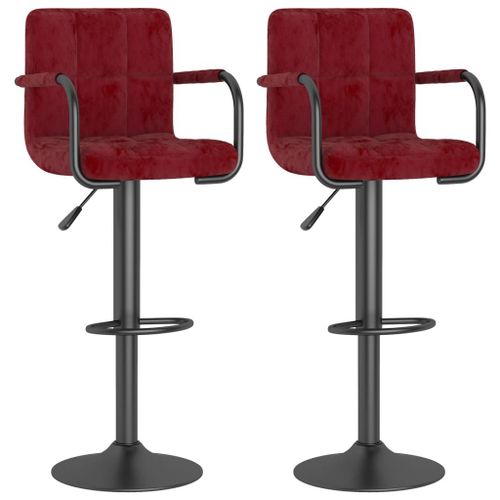 Vidaxl Tabourets De Bar 2 Pcs Rouge Bordeaux Velours