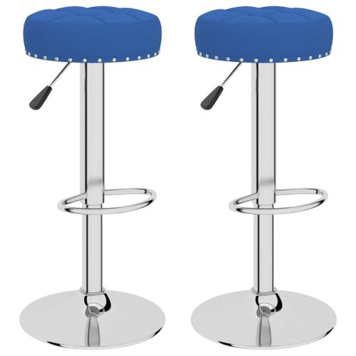 Vidaxl Tabourets De Bar Lot De 2 Bleu Tissu