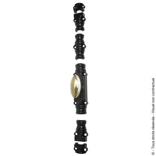 Crémone rustique RY59 avec bouton en laiton ciselé - fonte noire JARDINIER MASSARD