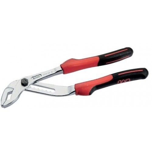 Pince multiprise chromée et polie à branches superposées avec clip inox SAM OUTILLAGE