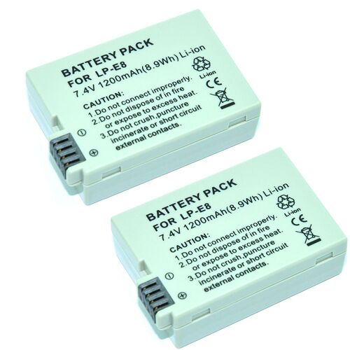 MP power ® 2x Remplacement Batterie LP-E8 1200mah avec infochip pour Canon EOS  650D 700D  600D 550D