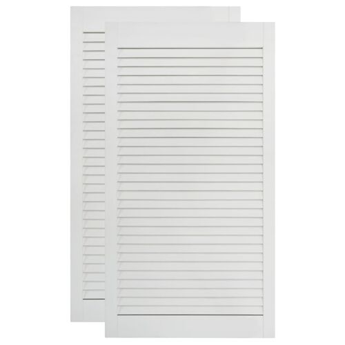 vidaXL Portes à persiennes 2 pcs Bois de pin massif Blanc 99,3x39,4 cm