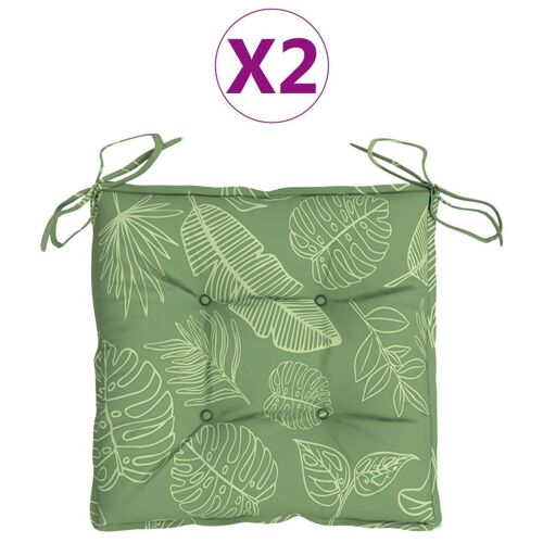 Coussins De Chaise 2 Pcs À Motif De Feuilles 40x40x7 Cm Tissu Vidaxl Vidaxl
