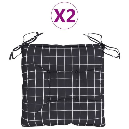 Coussins De Chaise 2 Pcs Carreaux Noir 40x40x7 Cm Tissu Vidaxl Vidaxl