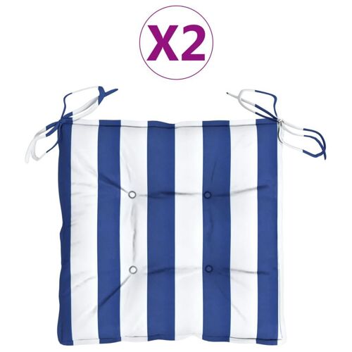 Coussins De Chaise 2 Pcs Rayures Bleues Et Blanches 40x40x7 Cm Vidaxl Vidaxl