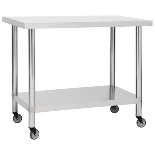 Table De Travail De Cuisine Avec Roues 100x60x85 Cm Inox Vidaxl Vidaxl