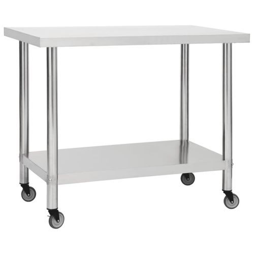 Table De Travail De Cuisine Avec Roues 100x45x85 Cm Inox Vidaxl Vidaxl