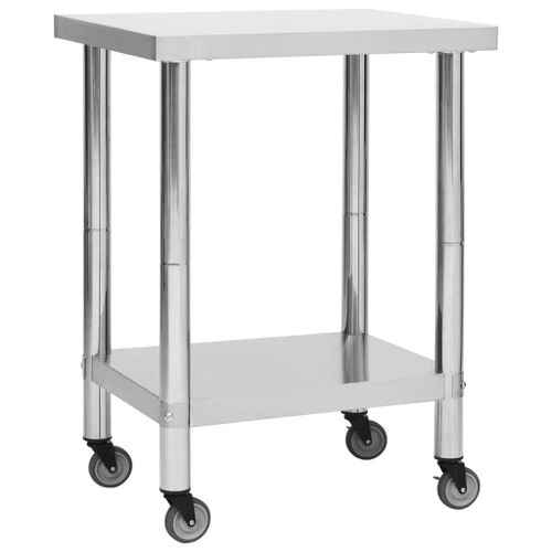 Table De Travail De Cuisine Avec Roues 80x45x85 Cm Inox Vidaxl Vidaxl