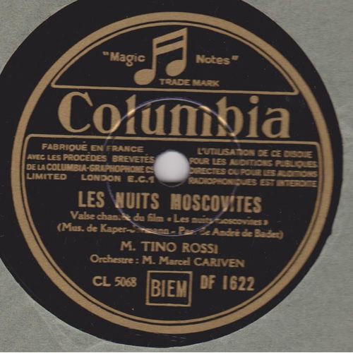 25 Cm 78 Trs Les Nuits Moscovites / On N'aime Qu'une Fois