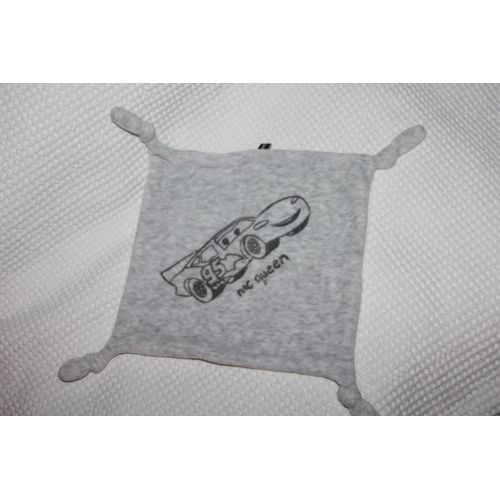 Doudou Plat Carré Gris Flash Mc Mac Queen Cars 4 Noeuds