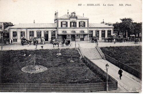 Morlaix, La Gare (Carte Ancienne Du Finistère, 29 Bretagne, Animée, Attelages)