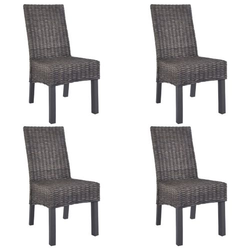 Chaises À Manger Lot De 4 Marron Rotin Kubu Et Bois De Manguier Vidaxl Vidaxl