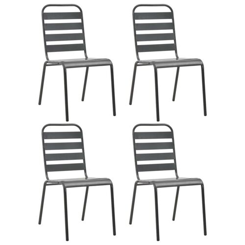 Chaises D'extérieur 4 Pcs Design À Lattes Acier Gris Foncé Vidaxl Vidaxl