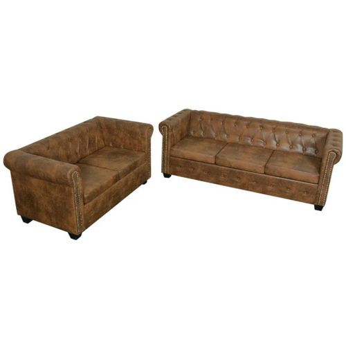 Ensemble De Canapé Chesterfield À 2 Et 3 Places Marron Vidaxl Vidaxl