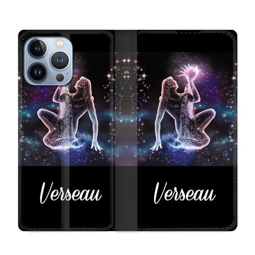 Housse Cuir Portefeuille Pour Iphone 13 Pro Max Signe Zodiaque 2 Verseau