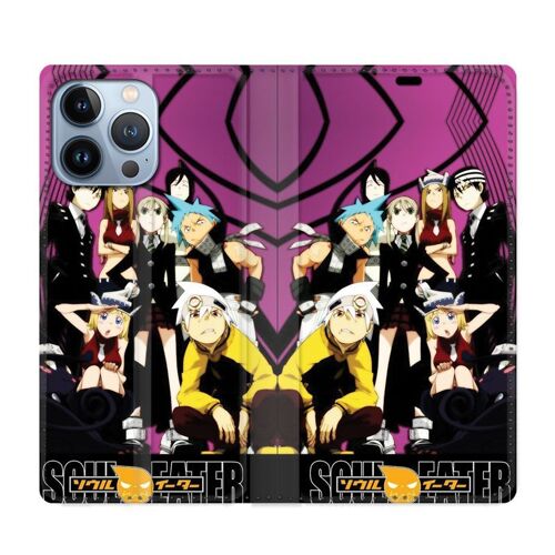 Housse Cuir Portefeuille Pour Iphone 13 Pro Max Manga Soul Eater Violet