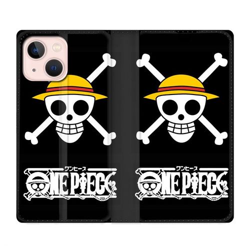 Housse Cuir Portefeuille Pour Iphone 13 Mini Manga One Piece Tete De Mort