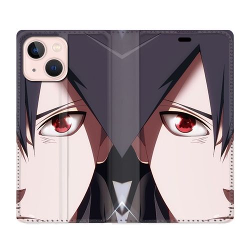 Housse Cuir Portefeuille Pour Iphone 13 Mini Manga Naruto Sasuke Visage