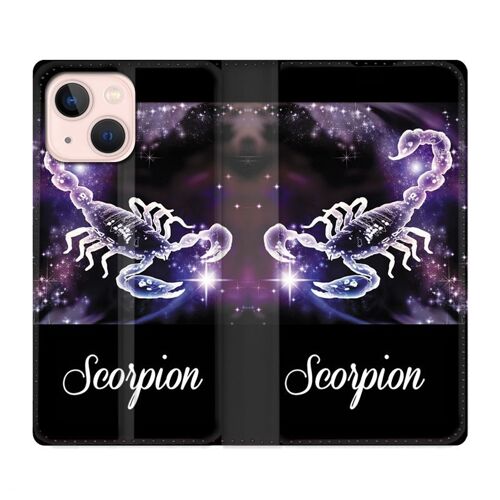 Housse Cuir Portefeuille Pour Iphone 13 Mini Signe Zodiaque 2 Scorpion