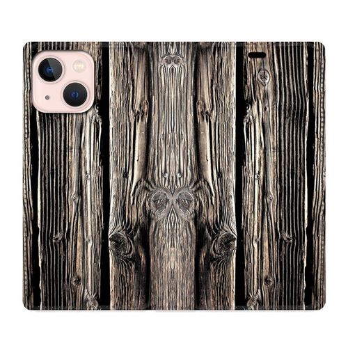Housse Cuir Portefeuille Pour Iphone 13 Texture Bois