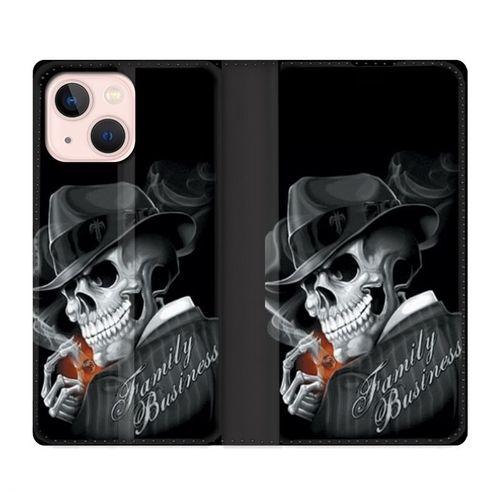 Housse Cuir Portefeuille Pour Iphone 13 Tete De Mort Family Business