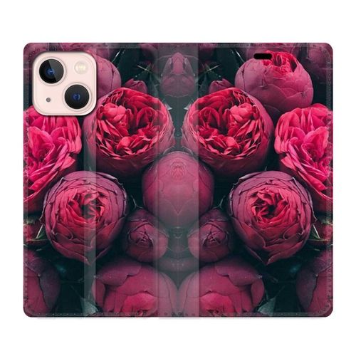 Housse Cuir Portefeuille Pour Iphone 13 Mini Fleur Pivoine