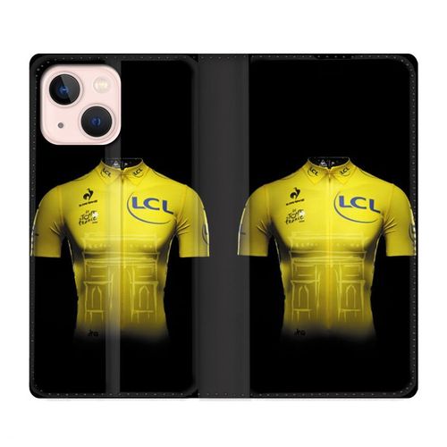 Housse Cuir Portefeuille Pour Iphone 13 Mini Cyclisme Maillot Jaune