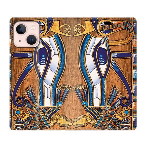 Housse Cuir Portefeuille Pour Iphone 13 Mini Egypte Papyrus