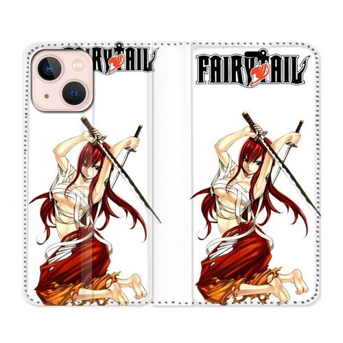 Housse Cuir Portefeuille Pour Iphone 13 Mini Manga Fairy Tail Erza